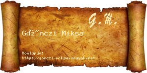 Gönczi Miksa névjegykártya