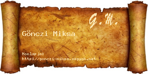 Gönczi Miksa névjegykártya